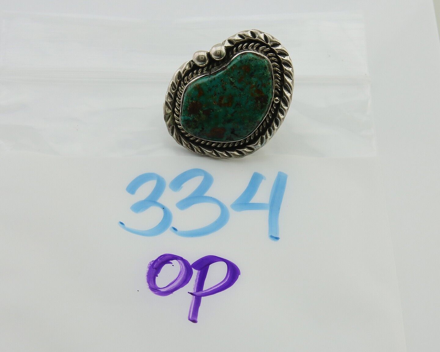 Navajo Ring .925 Silver Natural Turquoise Artist Signed Zachary C.80's