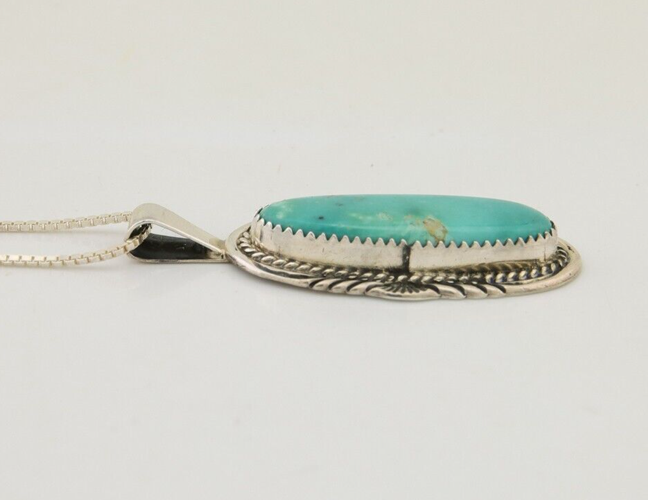 Navajo Necklace 925 Silver Natural Turquoise Artist Signed Mike Begay C.80's