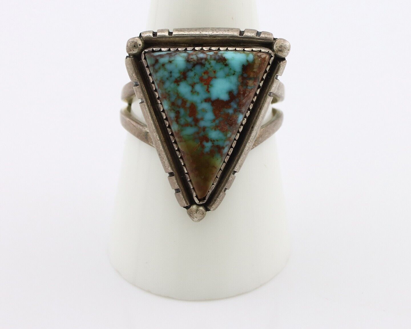 Navajo Ring 925 Silver Spiderweb Turquoise Native American Artist C.80's