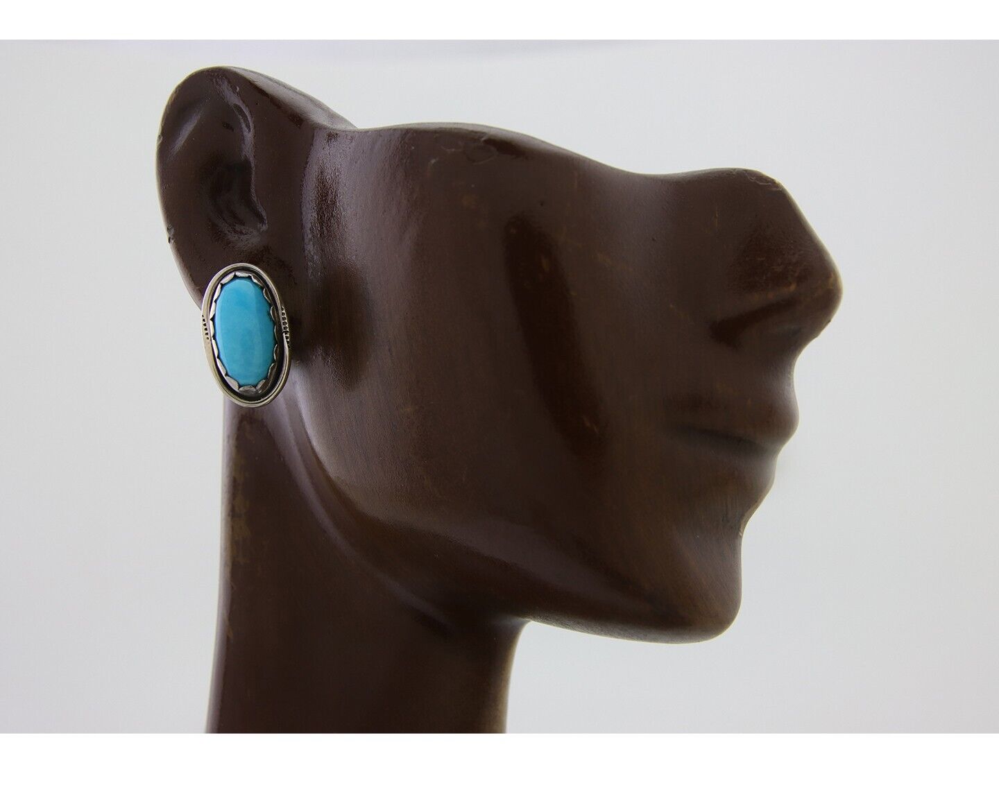 Navajo Earrings 925 Natural Blue Turquoise Native American Artist C.80's