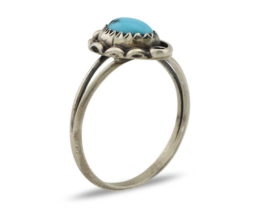 Navajo Ring 925 Silver Turquoise Artist Signed SkyStone Creations C.80's
