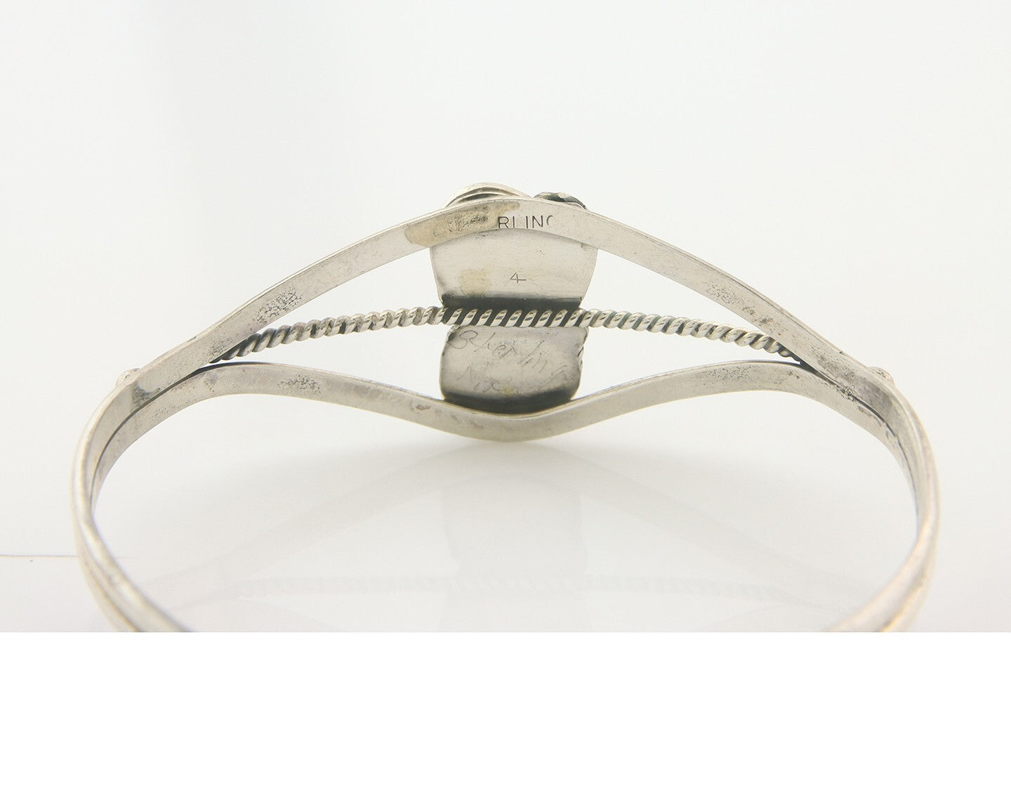 Navajo Bracelet 925 Silver Coral & Turquoise Cuff Signed Running Bear C.80's