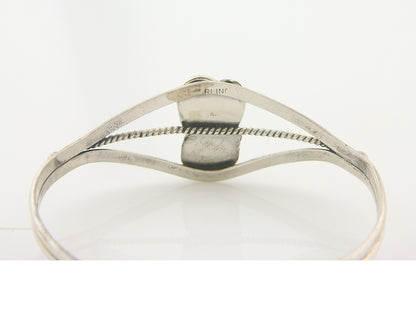 Navajo Bracelet 925 Silver Coral & Turquoise Cuff Signed Running Bear C.80's