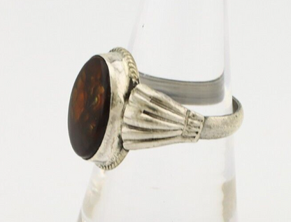 Navajo Handmade Ring 925 Silver Natural High Grade Fire Opal Native Artist C.80s