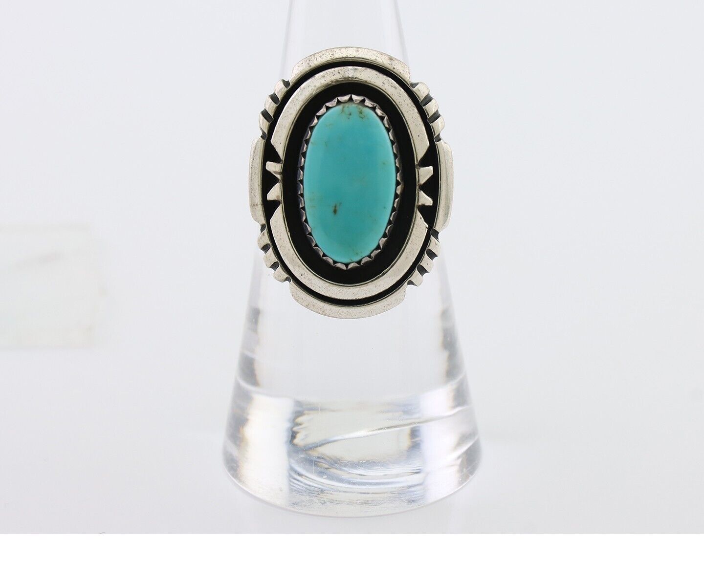 Navajo Ring 925 Silver Turquoise Signed William Denetdale Size 6.25 C.80's