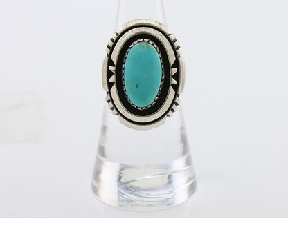Navajo Ring 925 Silver Turquoise Signed William Denetdale Size 6.25 C.80's