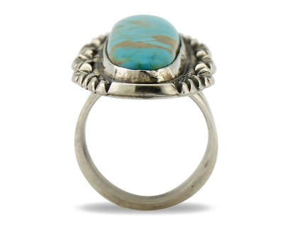 Navajo Ring 925 Silver Natural Mined Turquoise Artist Signed Mike Begay C.80's