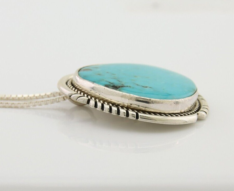 Navajo Necklace 925 Silver Blue Turquoise Artist Signed Doug Zachary C.80's