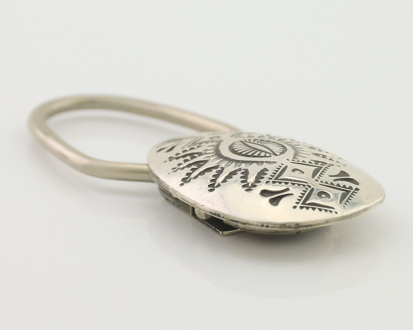 Navajo Hand Stamped Key Chain .925 Silver Handmade Native American Artist C.80's