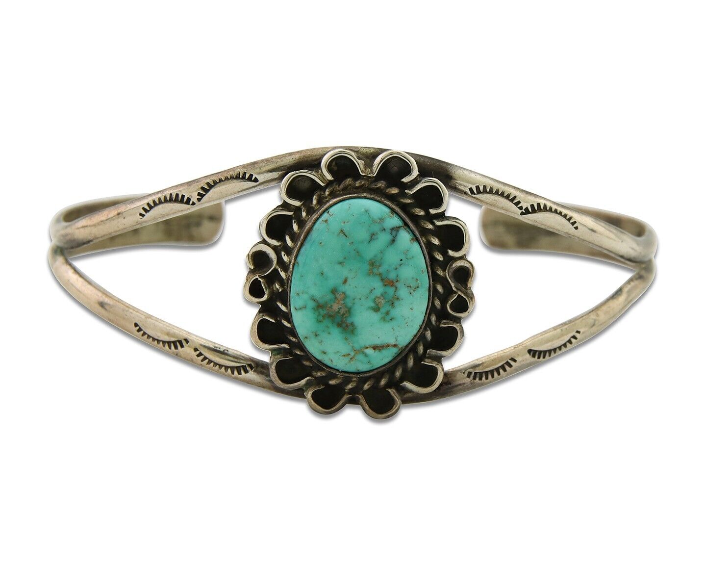 Navajo Cuff Bracelet 925 Silver Turquoise Cuff Native American Artist C.80's