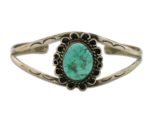 Navajo Cuff Bracelet 925 Silver Turquoise Cuff Native American Artist C.80's