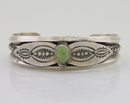 Navajo 925 Silver Handmade Bracelet Green Turquoise Native C.80's