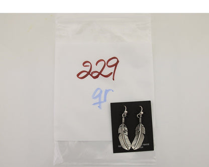 Navajo Eagle Feather Dangle Earrings 925 Silver Native American Artist C.80's