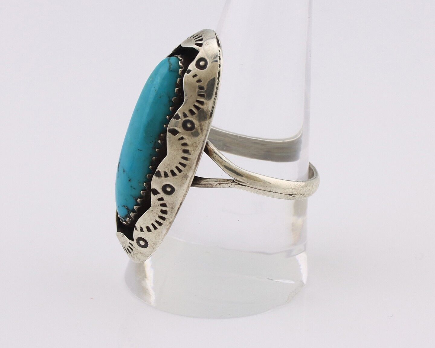 Navajo Ring 925 Silver Arizona Turquoise Artist Signed Windmill C.80's