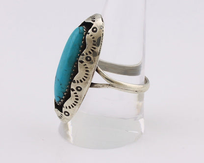 Navajo Ring 925 Silver Arizona Turquoise Artist Signed Windmill C.80's