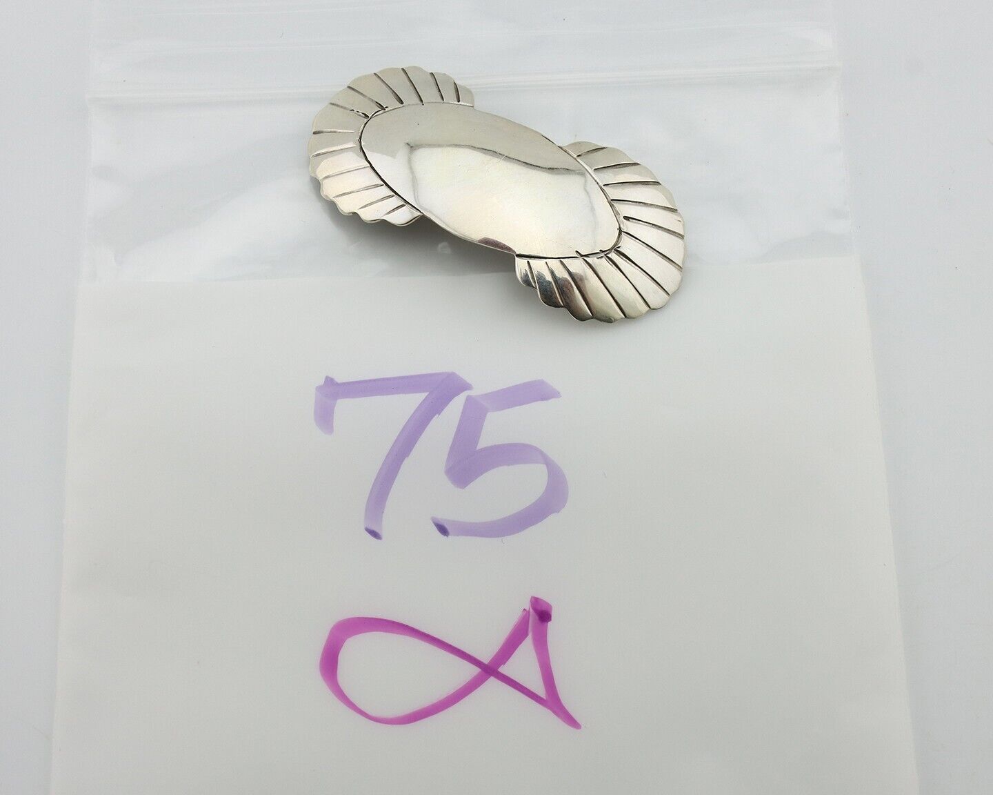 Women's Navajo Hair Clip Hand Stamped 925 Silver Artist Signed C Montoya C.80's