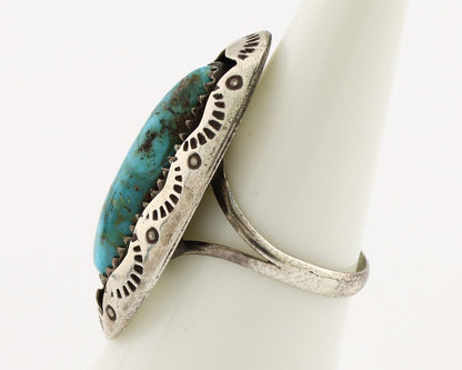 Navajo Ring 925 Silver Natural Kingman Turquoise Native American Artist C.80's