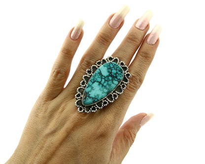 Navajo Ring .925 Silver Turquoise Mountain Artist Native American C.80's