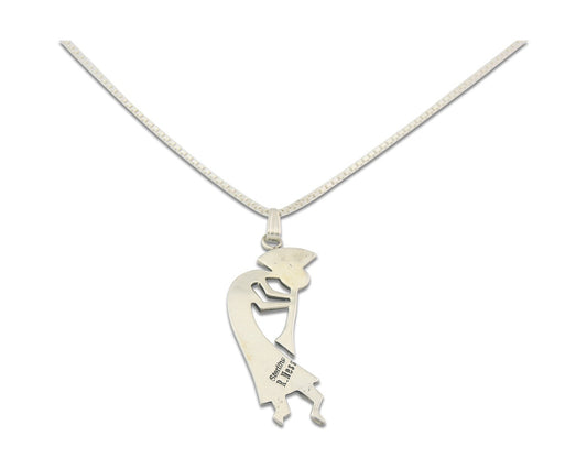 Navajo Kokopelli Necklace Sterling Silver Authentic Natural Gemstone