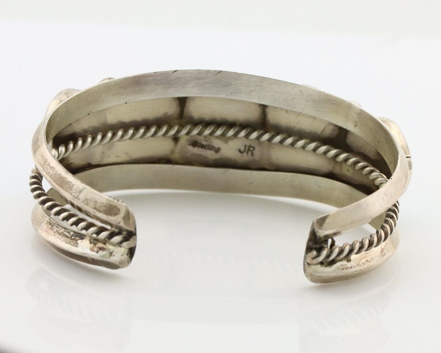 Navajo Bracelet 925 Silver Nugget Sleeping Beauty Turquoise Artist Signed JR C80