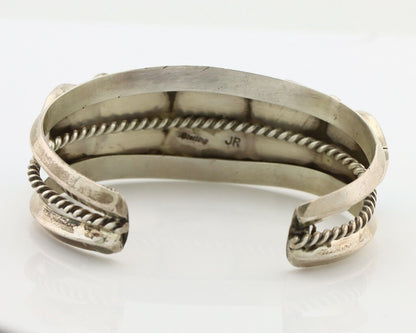 Navajo Bracelet 925 Silver Nugget Sleeping Beauty Turquoise Artist Signed JR C80