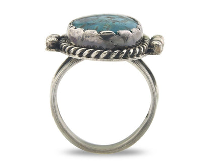 Navajo Ring 925 Sterling Turquoise Handmade Native Artist C.80's Size 7.5