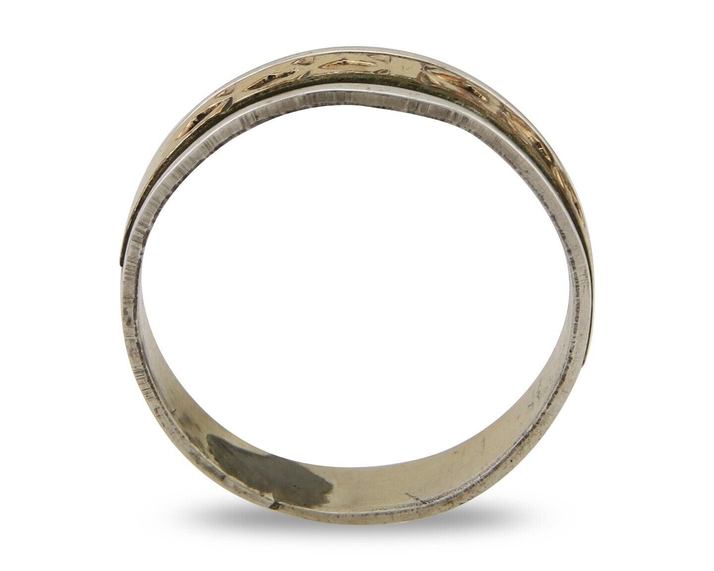 Navajo Handmade Ring 925 Silver & Gold Artist Signed E C.80's