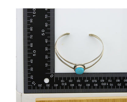 Navajo Bracelet 925 Silver Cuff Turquoise Handmade Artist Signed MC C.80's