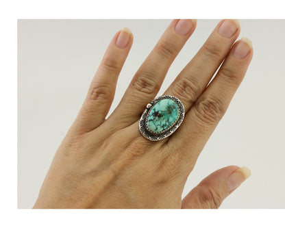 Navajo Ring 925 Silver Natural Blue Turquoise Tom Willeto C.80's