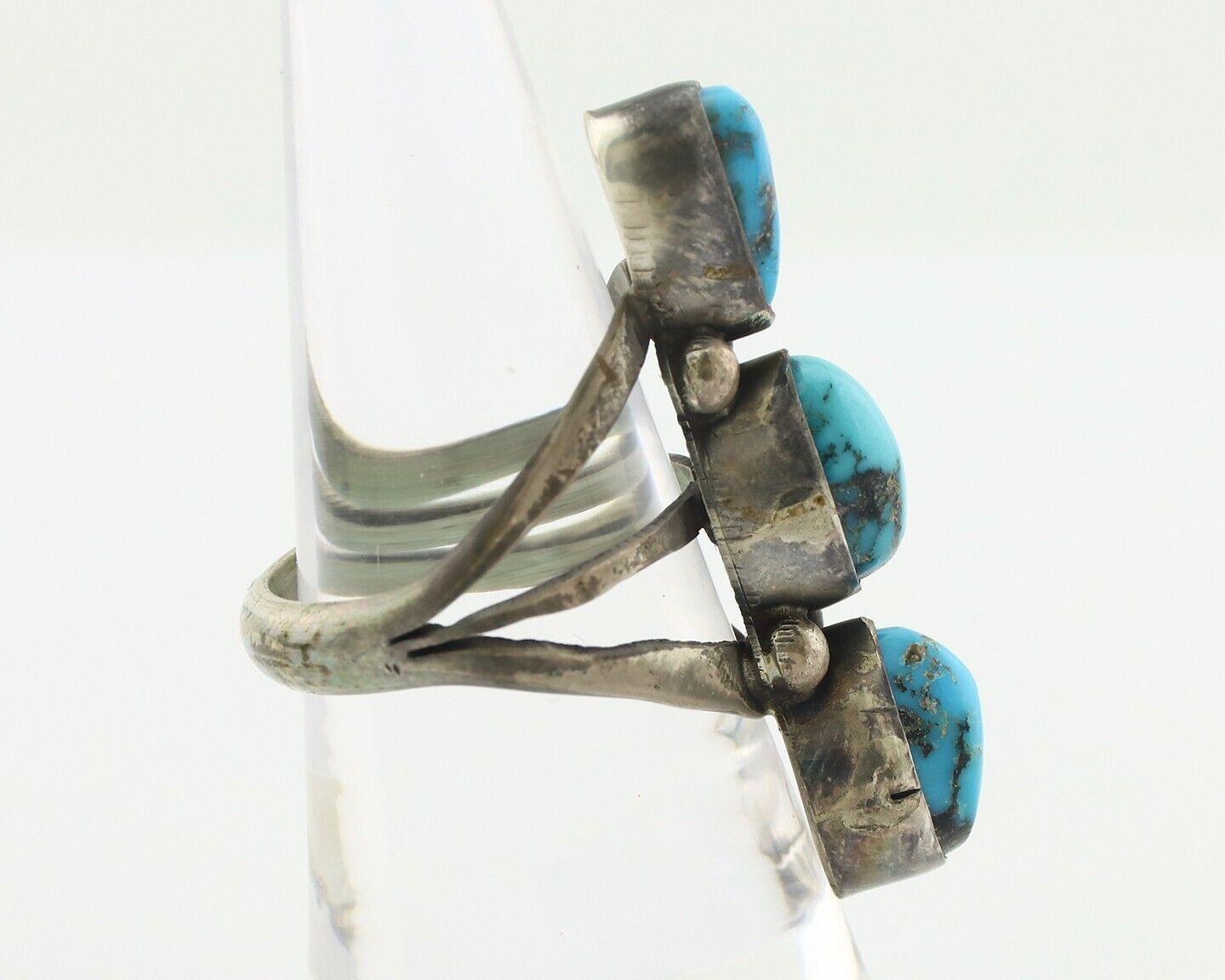 Navajo Ring 925 Silver Natural Blue Turquoise Native American Artist C.80's