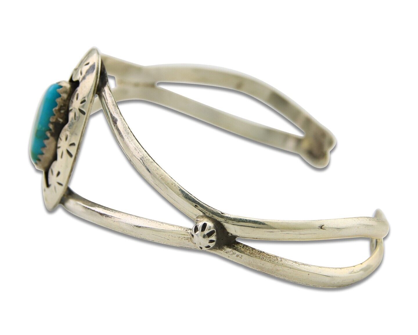 Navajo Cuff Bracelet 925 Silver Turquoise Cuff Artist Signed IJC C.80's