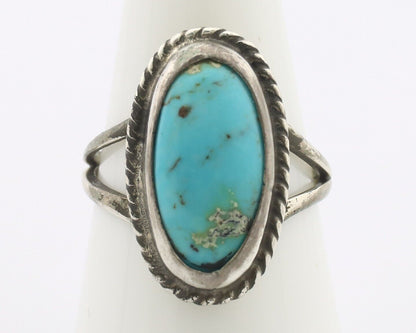 Navajo Ring .925 Silver Natural Kingman Turquoise Native American Artist C.80's
