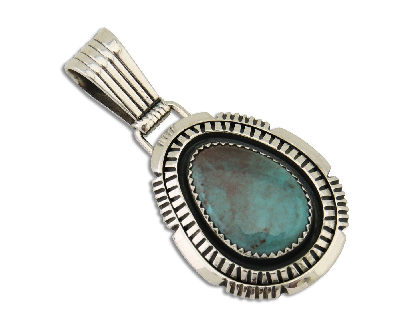 Navajo Pendant 925 Silver Natural Turquoise Artist Signed Lidia Begay C.80's