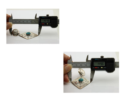 Navajo Dangle Earrings 925 Silver Natural Blue Turquoise Artist Signed LS C.80's