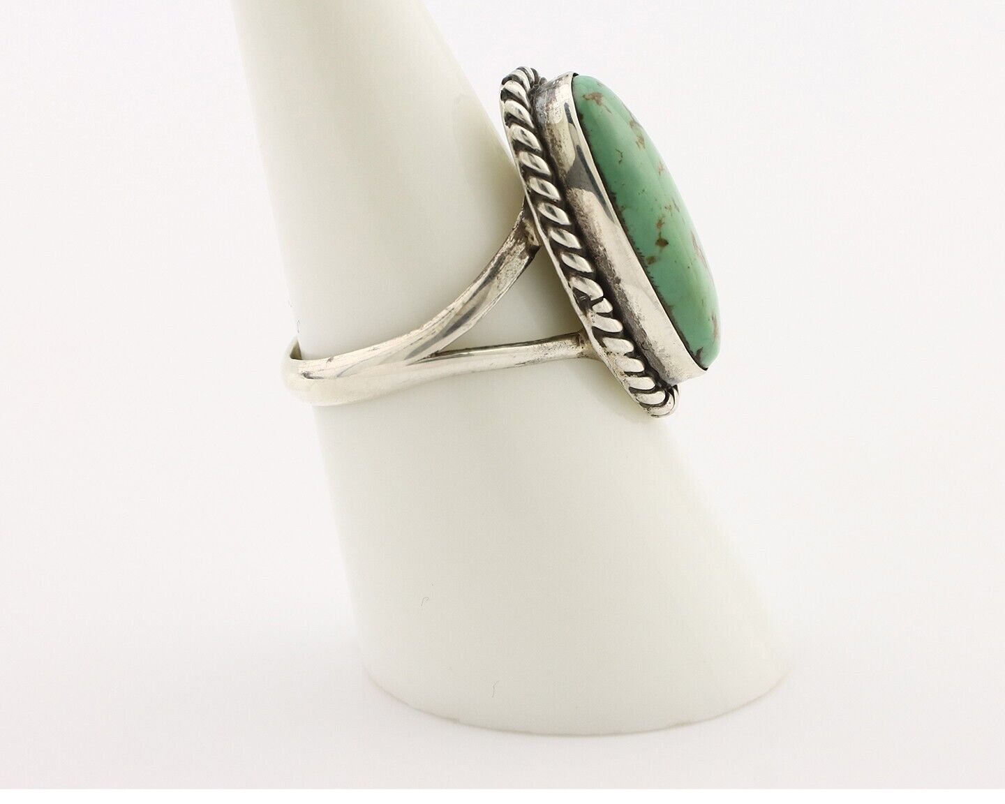 Navajo Ring 925 Silver Natural Kingman Turquoise Artist Signed M Montoya C.80's