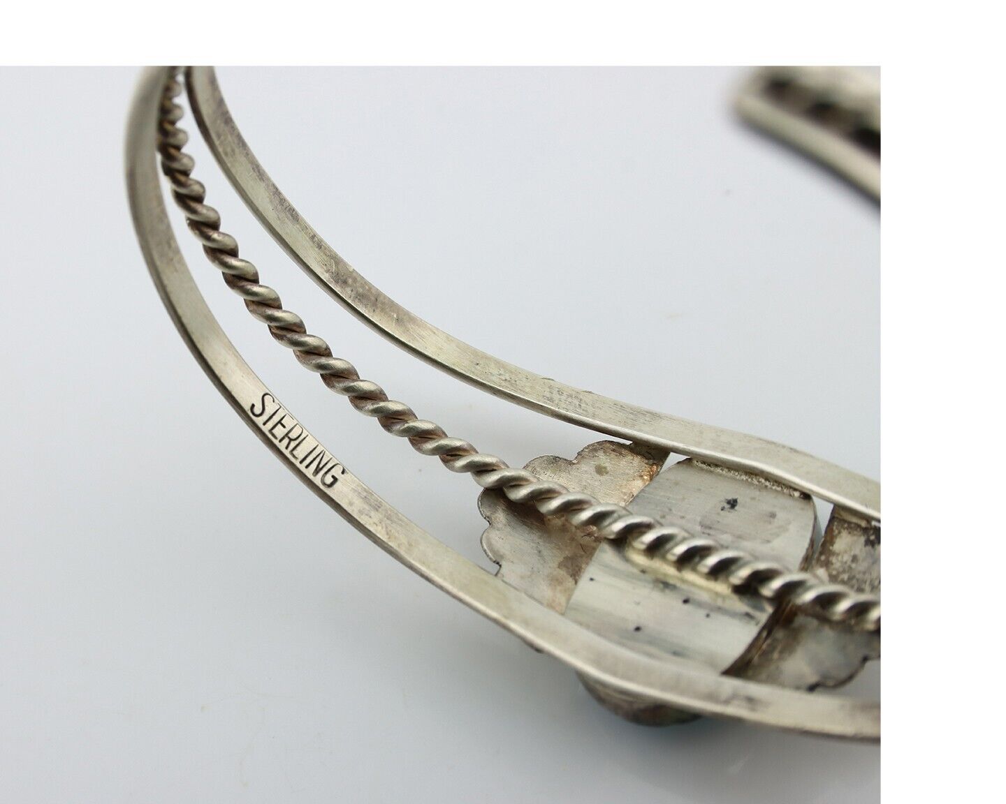Navajo Bracelet 925 Silver Sleeping Beauty Turquoise Artist Signed LT CHEE C80s