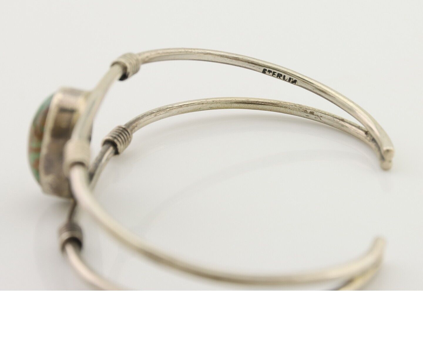 Navajo Bracelet 925 Silver Natural Green Turquoise Native American C80s