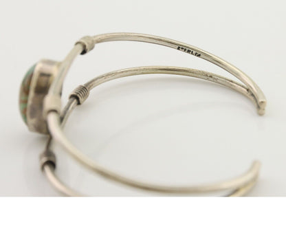 Navajo Bracelet 925 Silver Natural Green Turquoise Native American C80s
