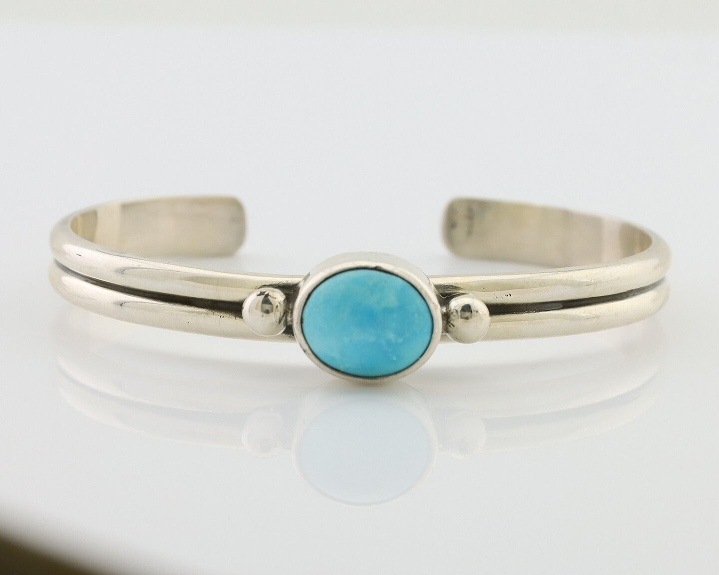 Navajo Cuff Bracelet 925 Silver Natural Blue Turquoise Native American C.80's