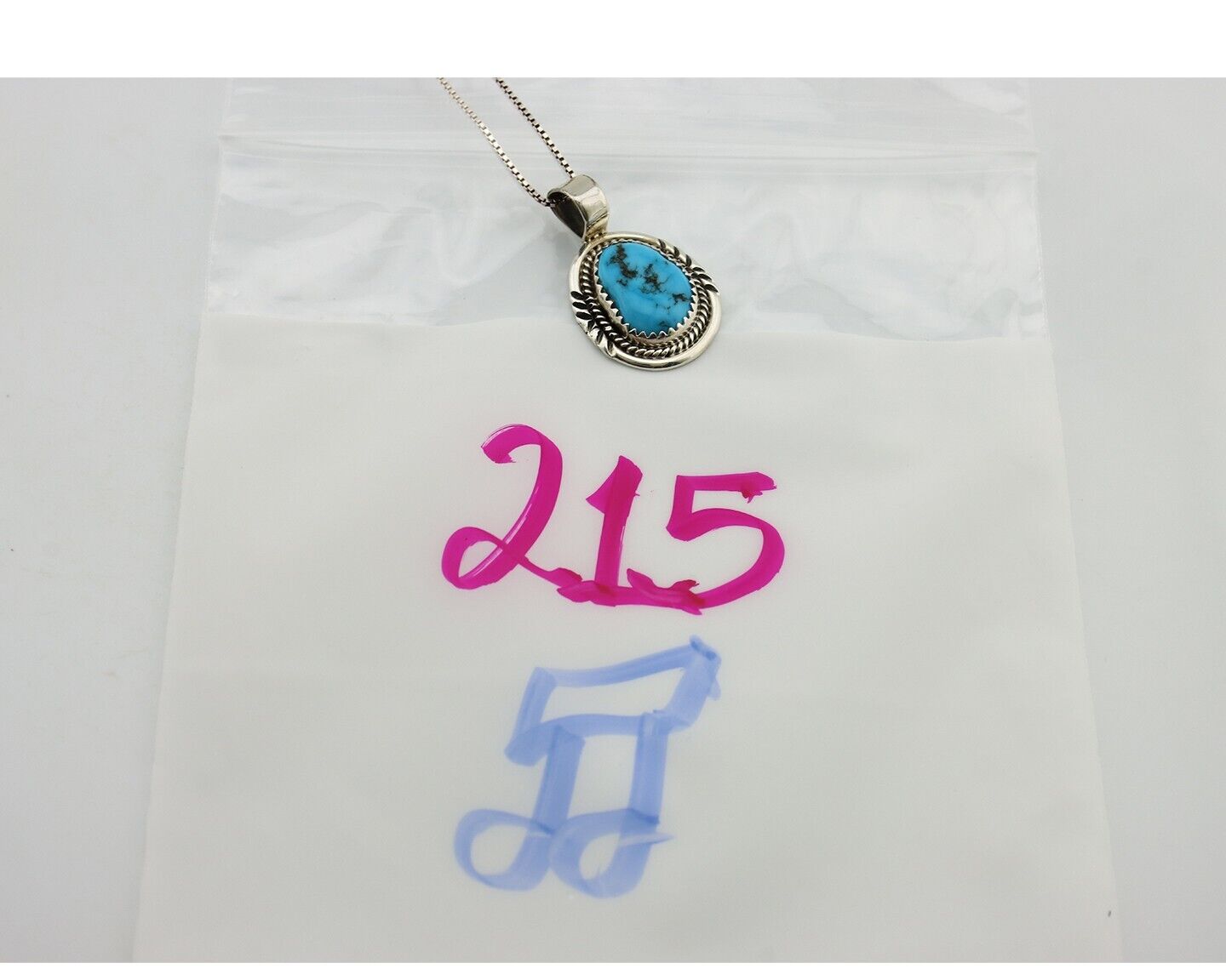 Navajo Necklace 925 Silver Sleeping Beauty Turquoise Signed Anna Begay C.80's
