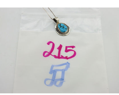Navajo Necklace 925 Silver Sleeping Beauty Turquoise Signed Anna Begay C.80's