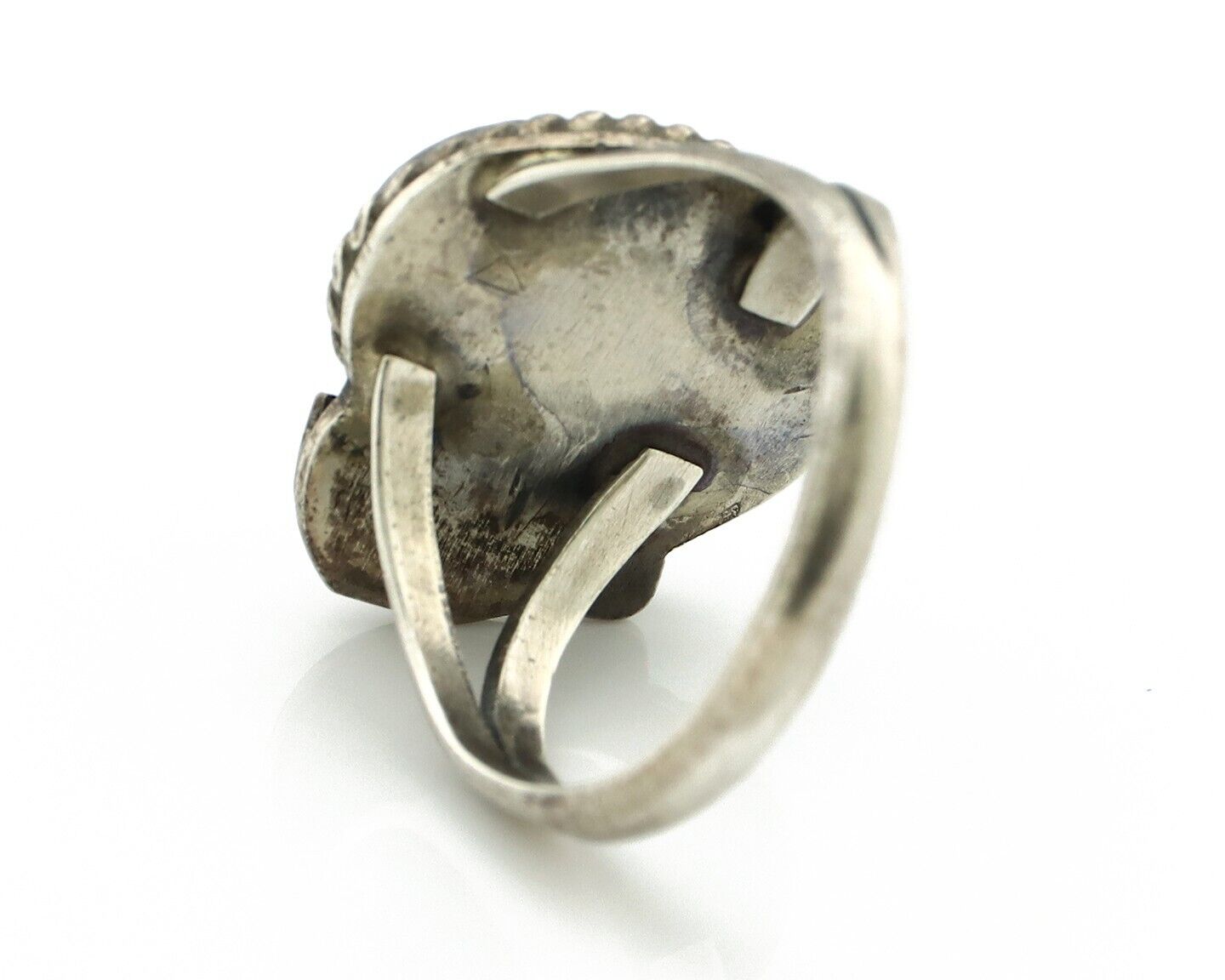 Navajo Ring 925 Silver Spiderweb Turquoise Native American Artist C.80's