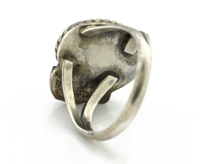 Navajo Ring 925 Silver Spiderweb Turquoise Native American Artist C.80's
