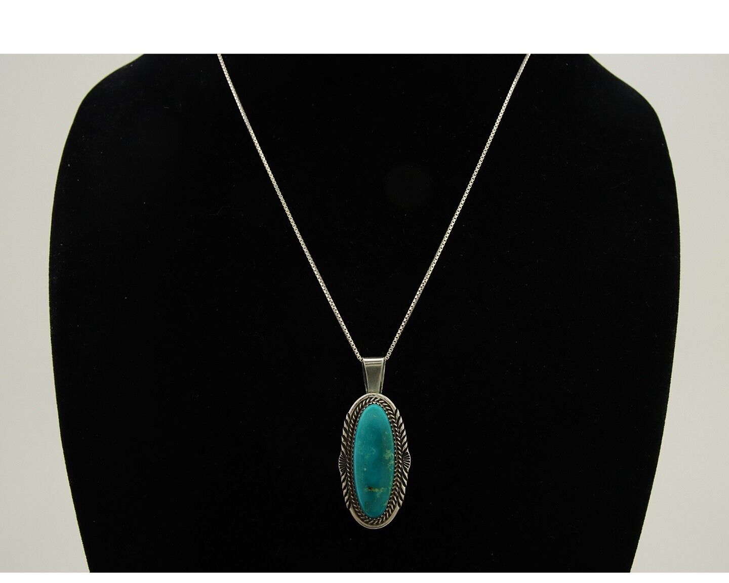 Navajo Necklace 925 Silver Natural Turquoise Artist Signed Mike Begay C.80's