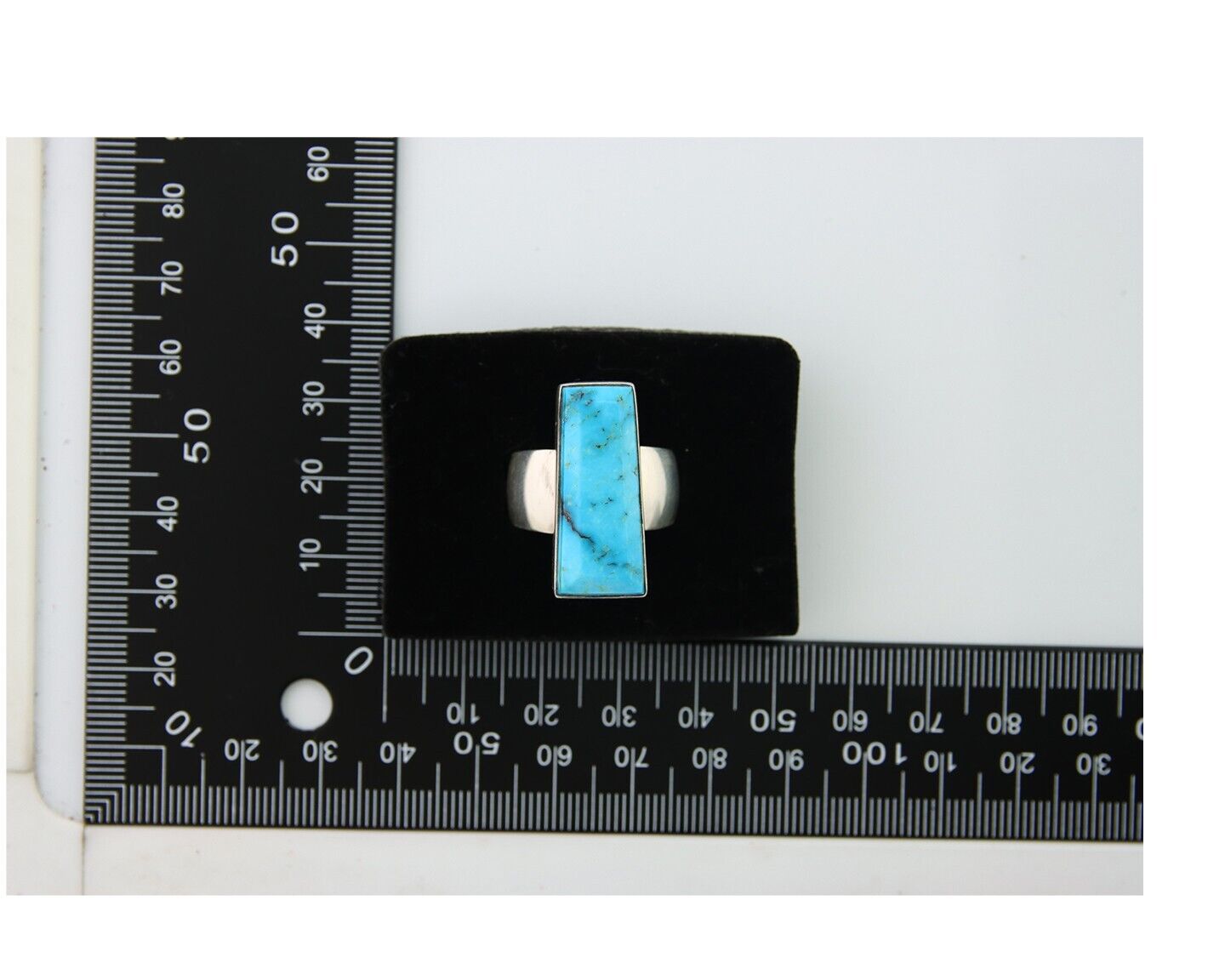 Navajo Ring .925 Sterling Blue Turquoise Artist Signed Doug Zachary C.80's