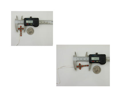 Navajo Cross Necklace 925 Silver Mediterranean Coral Native American Artist C80s