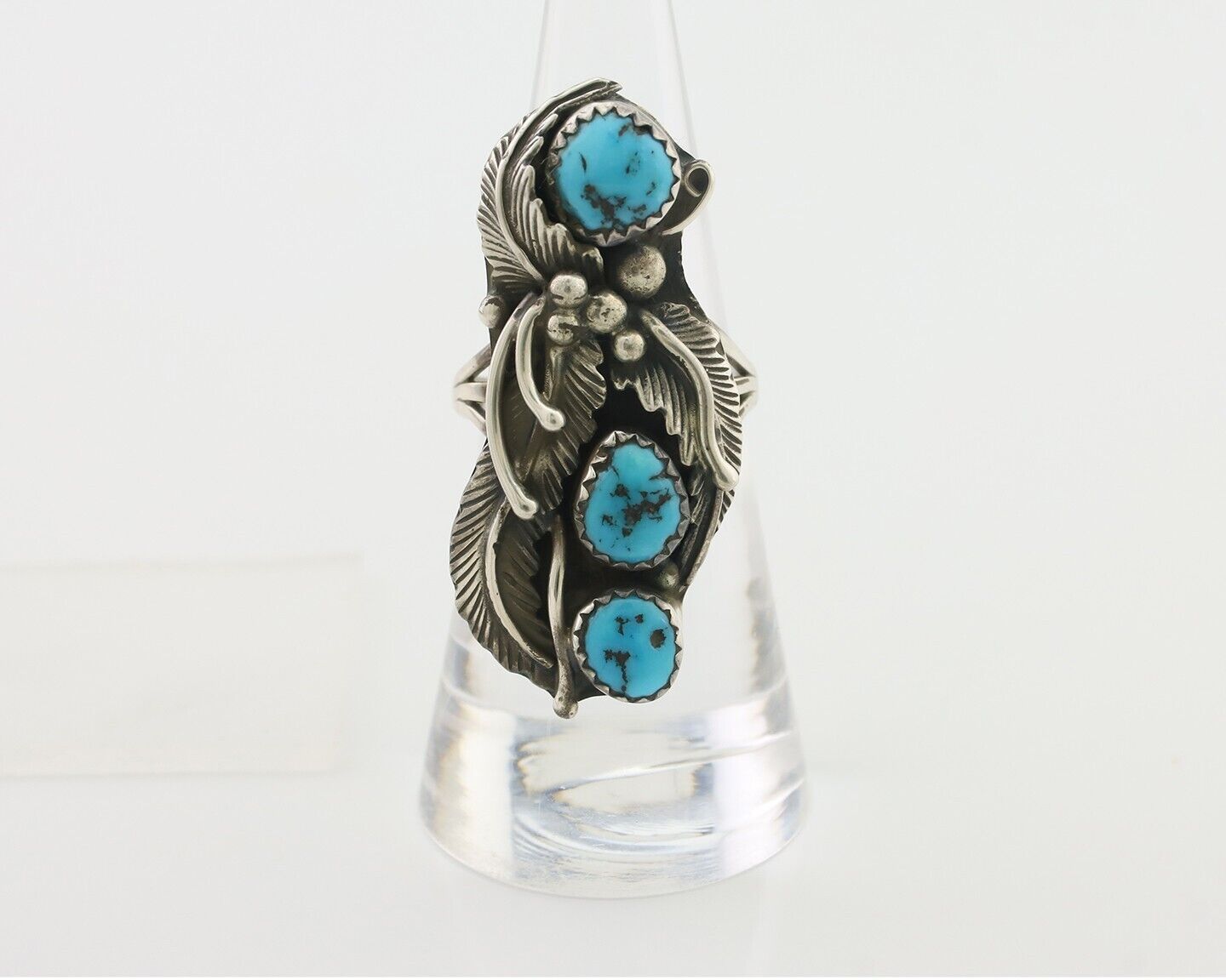 Navajo Ring 925 Silver Sleeping Beauty Turquoise Native American Artist C.80's