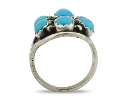 Navajo Ring 925 Silver Sleeping Beauty Turquoise Native American Artist C.80's