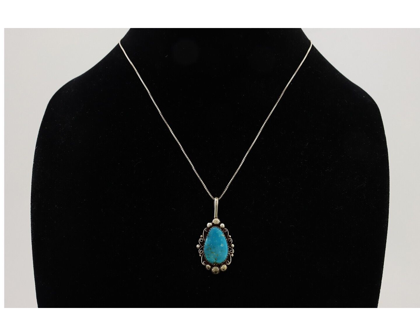 Navajo Necklace Pendant 925 Silver Turquoise Signed Billy Eagle C.80's