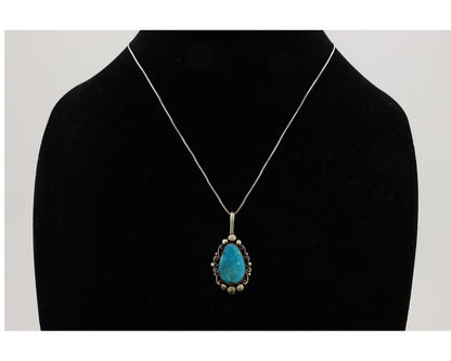 Navajo Necklace Pendant 925 Silver Turquoise Signed Billy Eagle C.80's